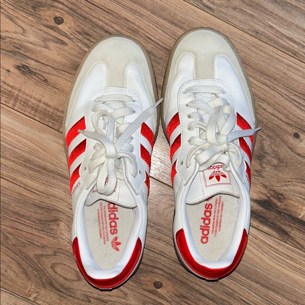 Adidas Classic White and Red Samba platform